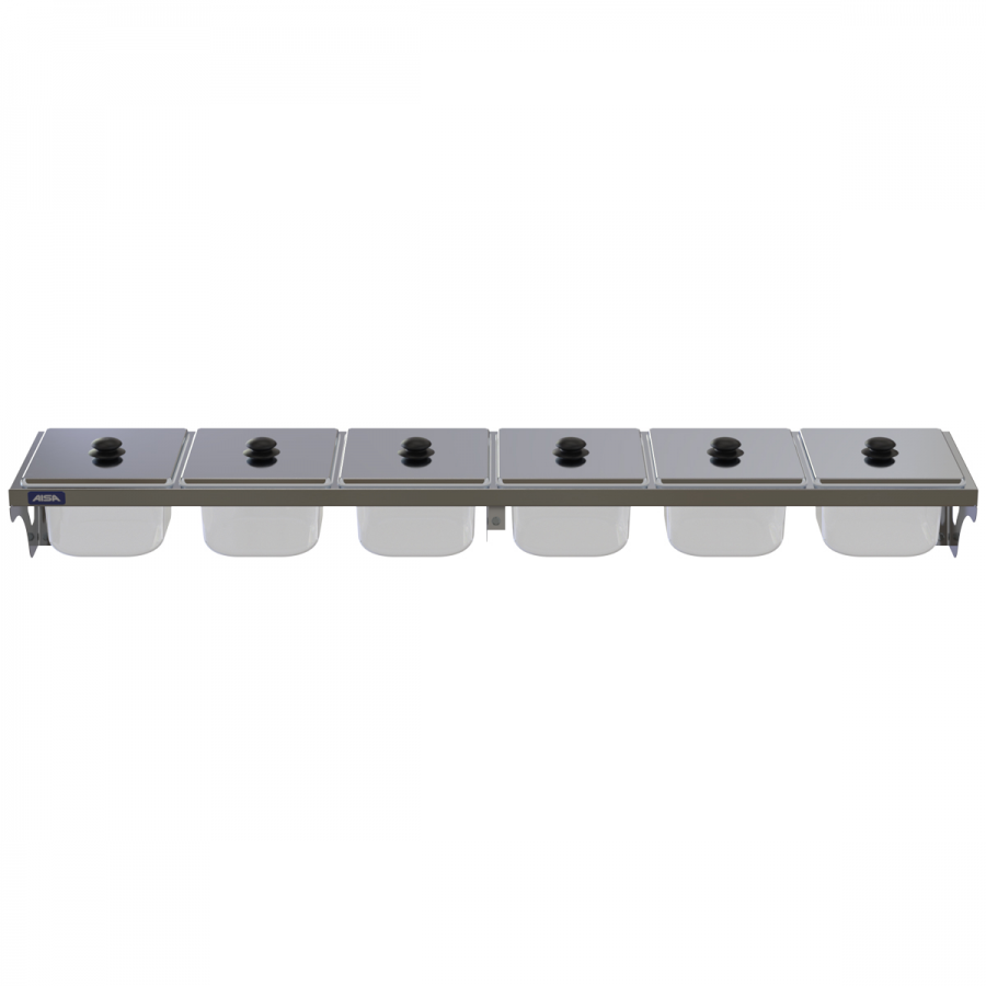 Condimentadora de Parede 6 Cubas Acrílico 1/6 100mm - Aisa